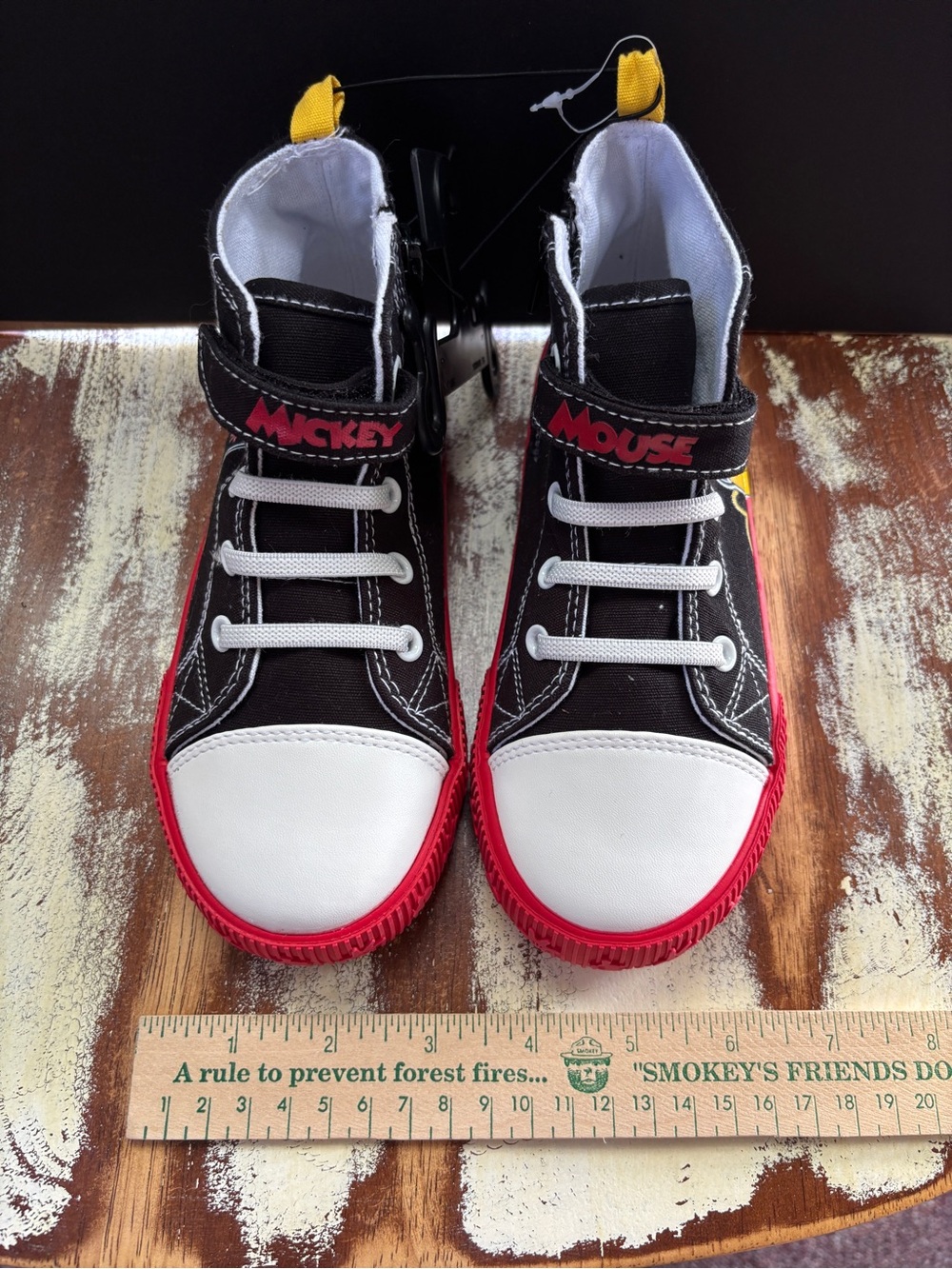 Kids' Mickey Mouse High-Top Sneakers in Black, White & Red Size 12 NWT